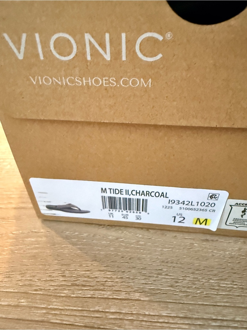Vionic Charcoal Men’s Thong Sandals Tide II Size 12 - Picture 3 of 5